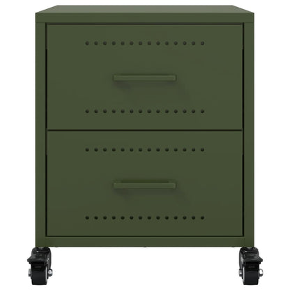 Nachtkastjes 2 st 36x39x43,5 cm staal olijfgroen