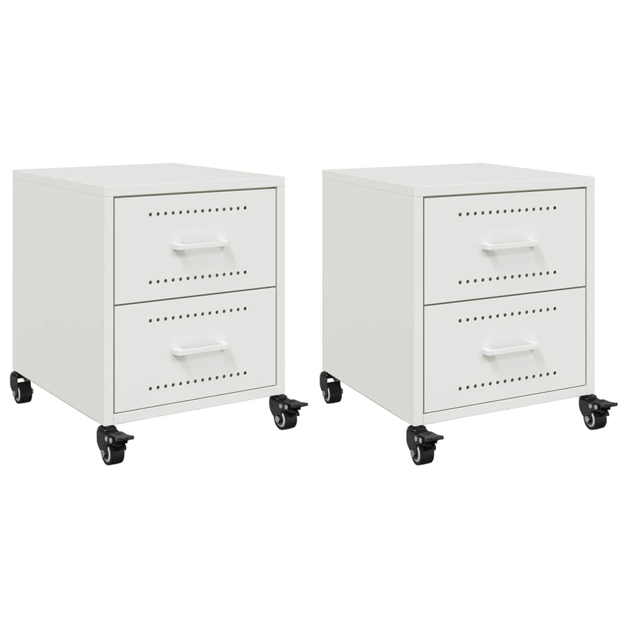 Nachtkastjes 2 st 36x39x43,5 cm staal wit