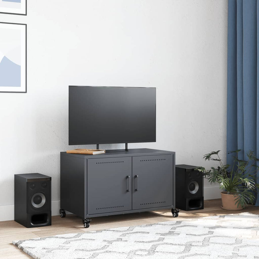 Tv-meubel 68x39x43,5 cm koudgewalst staal antracietkleurig