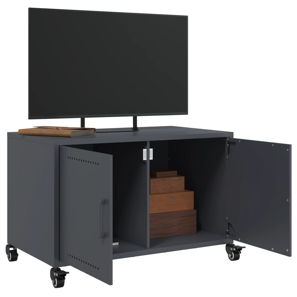 Tv-meubel 68x39x43,5 cm koudgewalst staal antracietkleurig