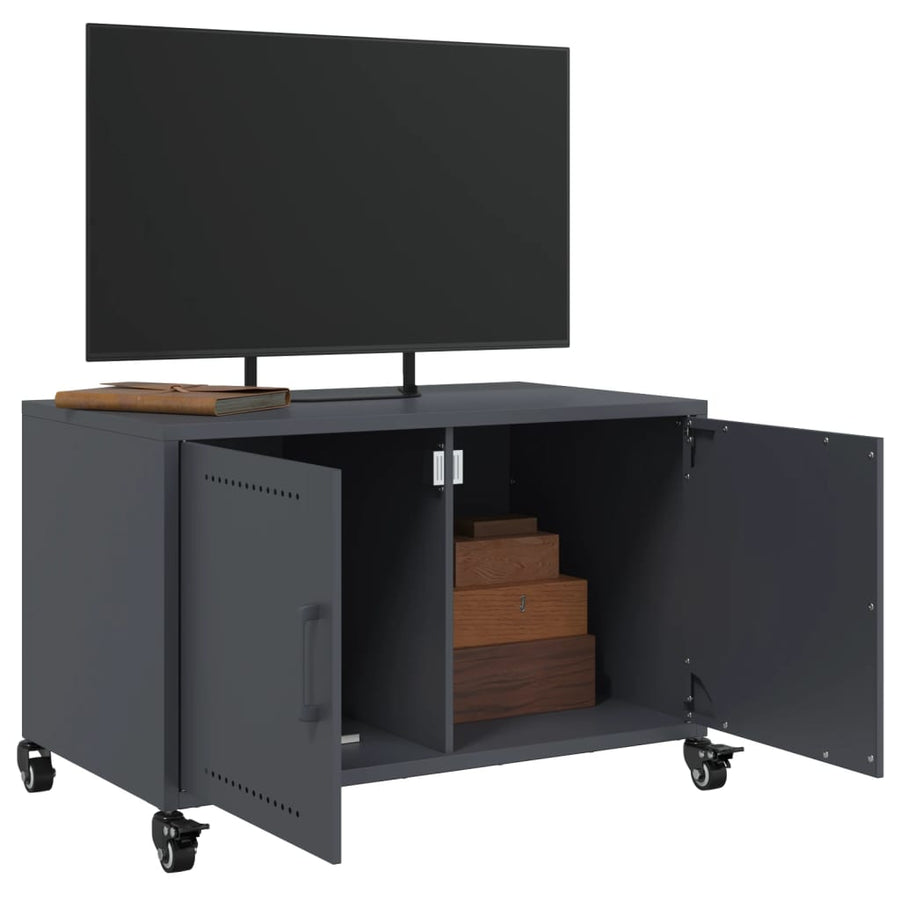 Tv-meubel 68x39x43,5 cm koudgewalst staal antracietkleurig