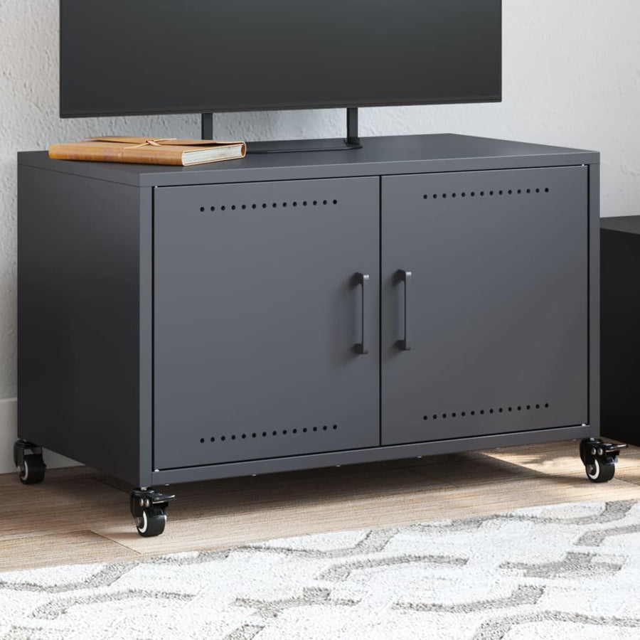 Tv-meubel 68x39x43,5 cm koudgewalst staal antracietkleurig