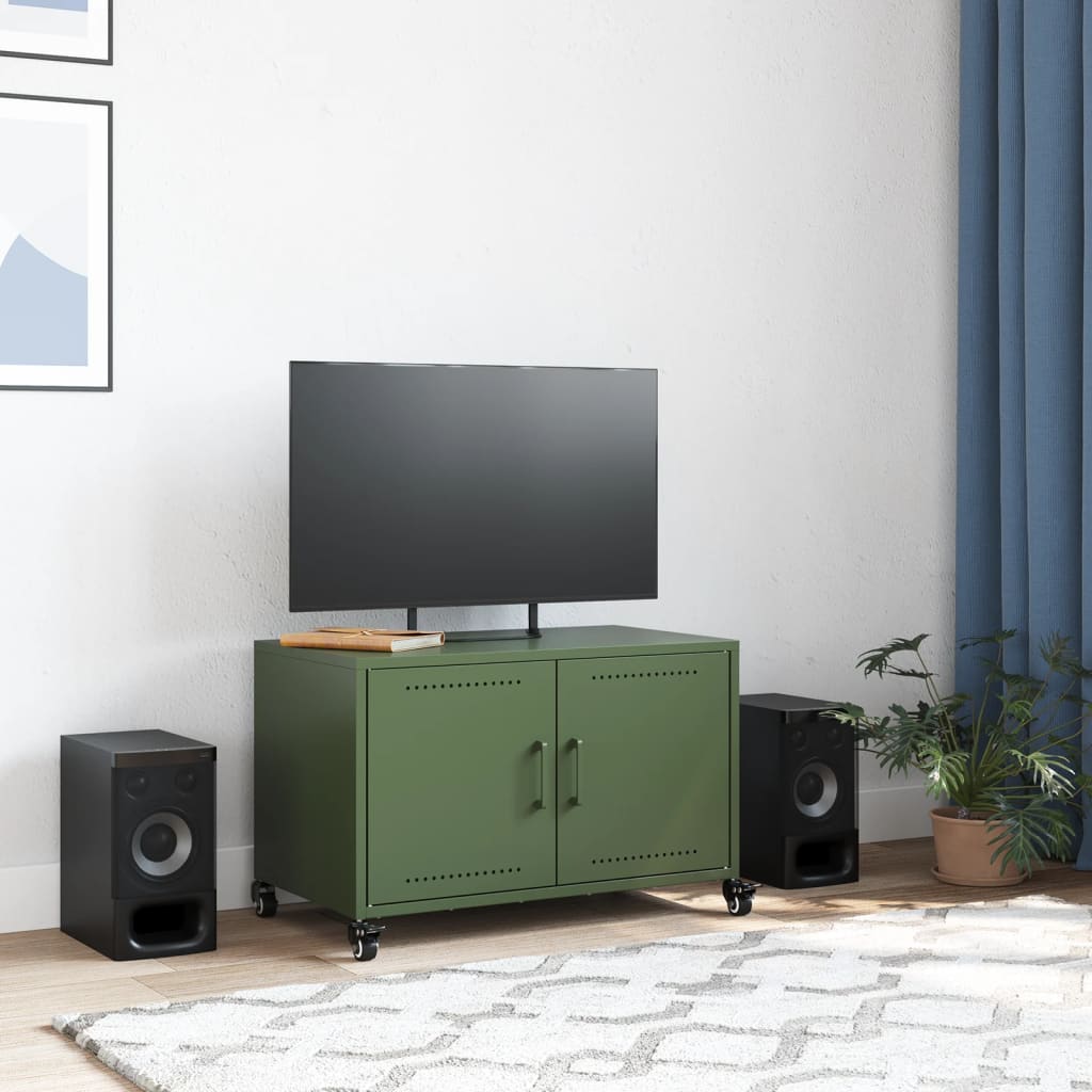 Tv-meubel 68x39x43,5 cm staal olijfgroen