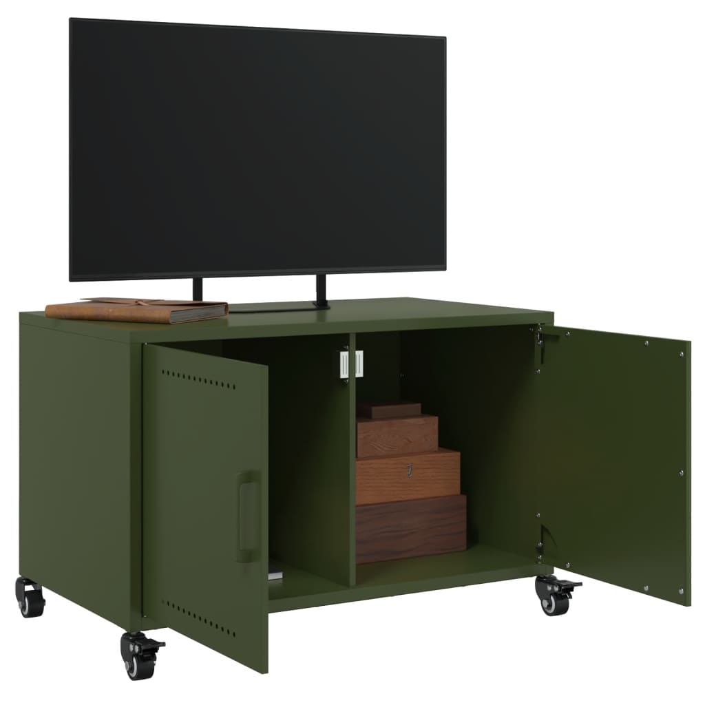 Tv-meubel 68x39x43,5 cm staal olijfgroen