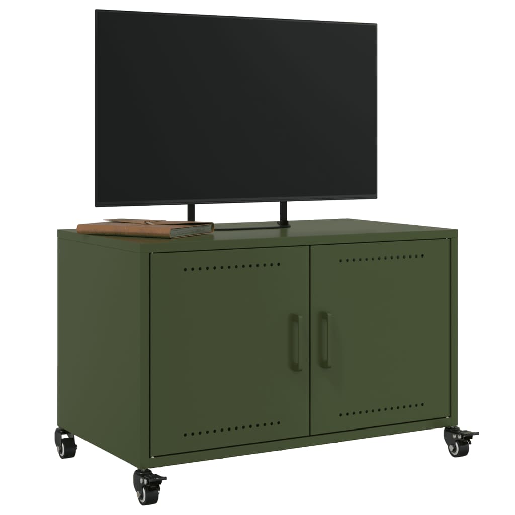 Tv-meubel 68x39x43,5 cm staal olijfgroen