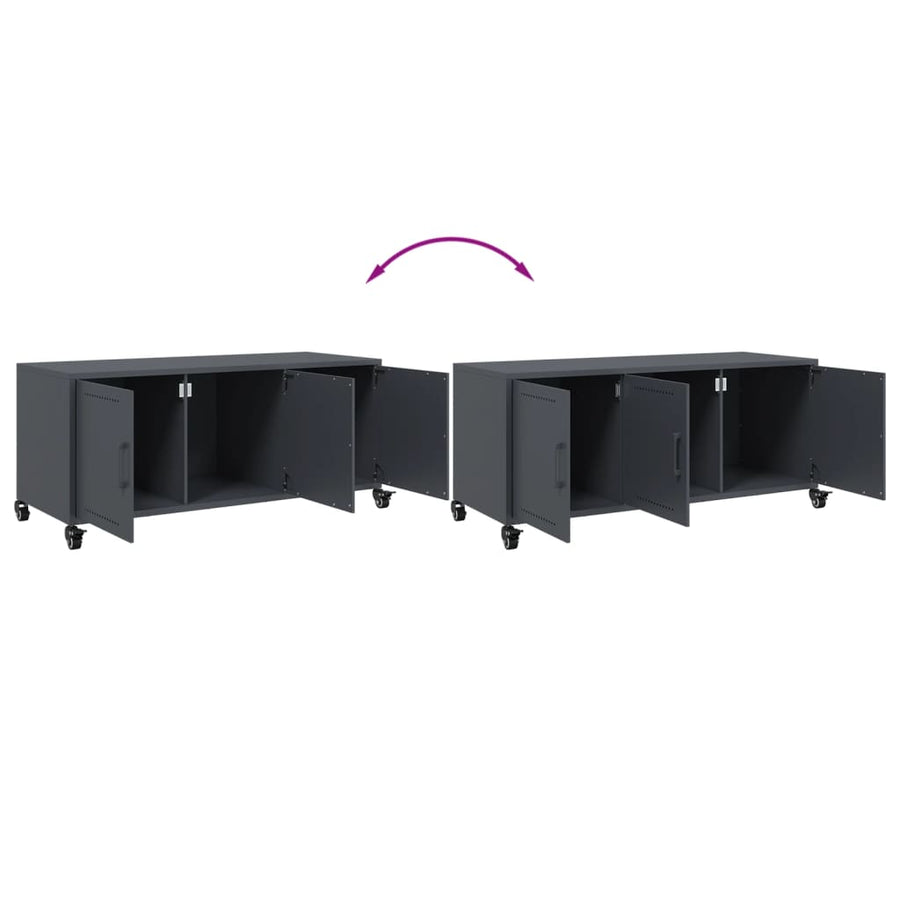 Tv-meubel 100,5x39x43,5 cm koudgewalst staal antracietkleurig