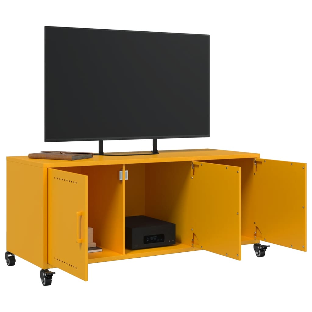 Tv-meubel 100,5x39x43,5 cm koudgewalst staal mosterdgeel