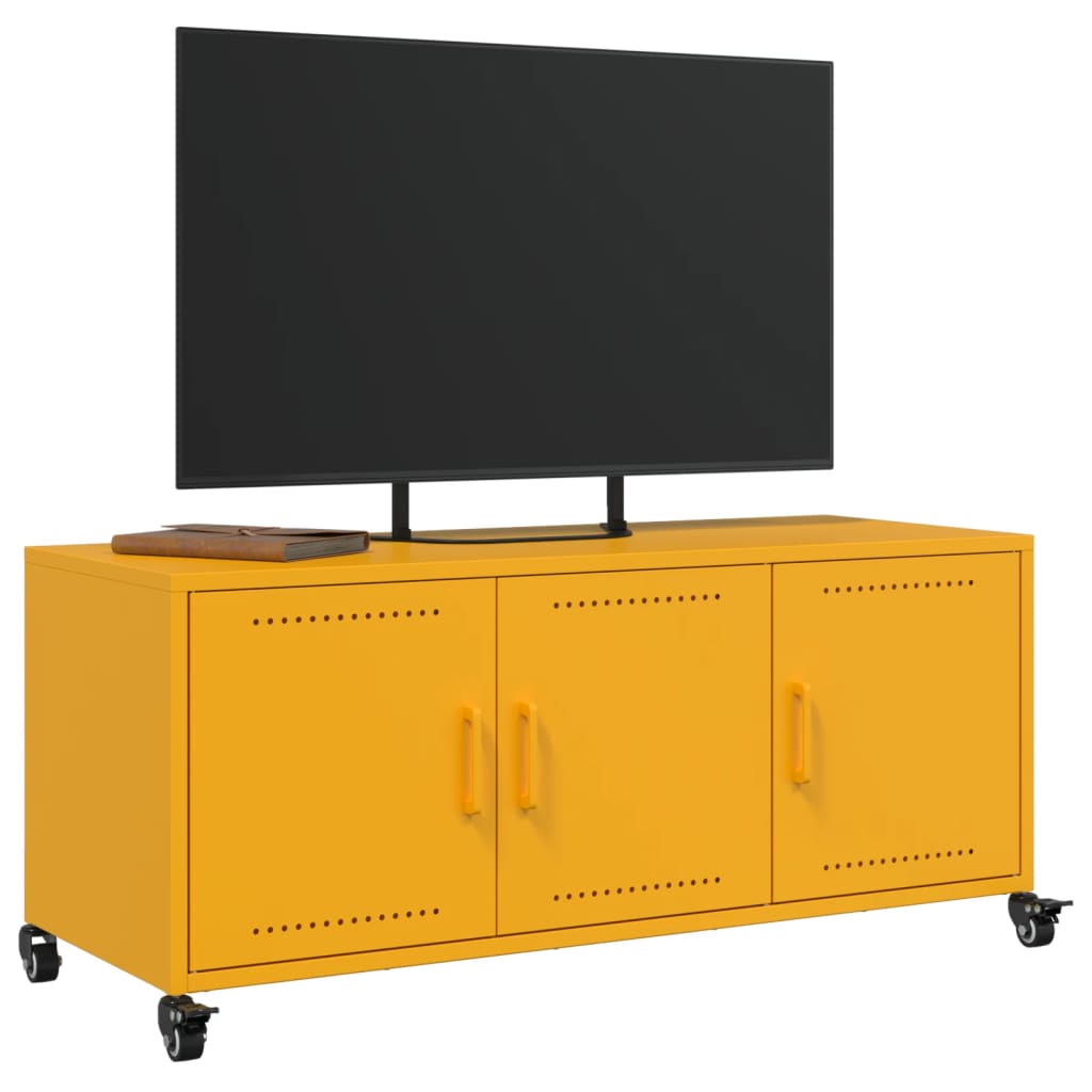 Tv-meubel 100,5x39x43,5 cm koudgewalst staal mosterdgeel