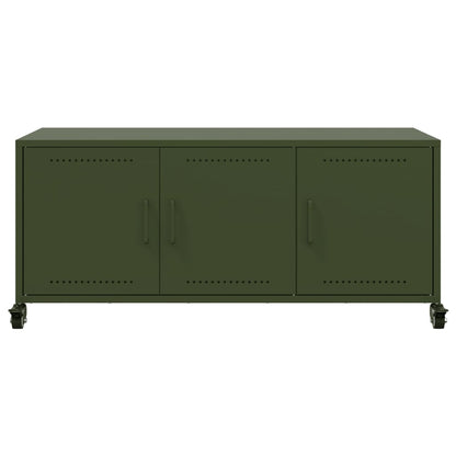 Tv-meubel 100,5x39x43,5 cm koudgewalst staal olijfgroen