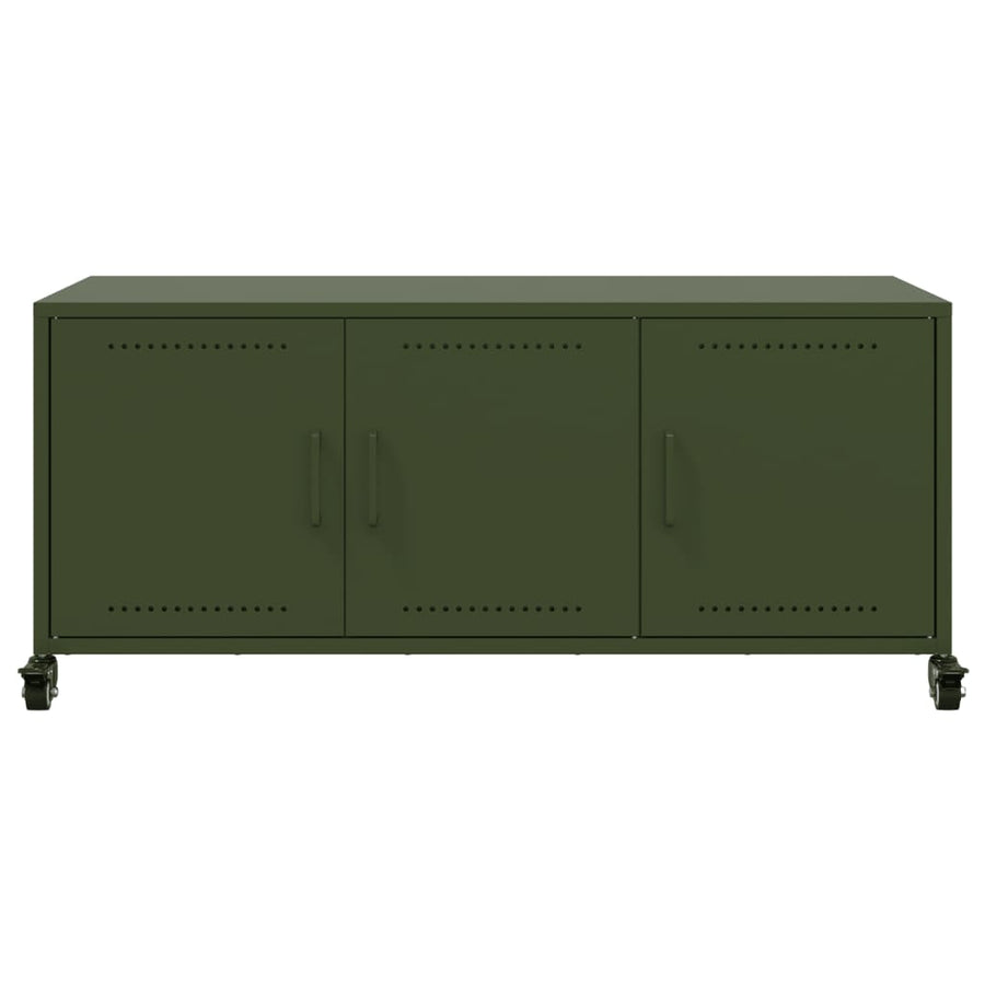 Tv-meubel 100,5x39x43,5 cm koudgewalst staal olijfgroen