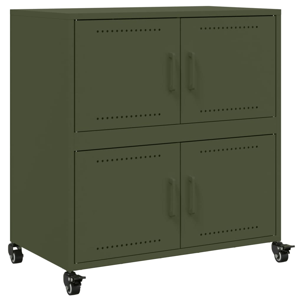 Dressoir 68x39x72 cm staal olijfgroen
