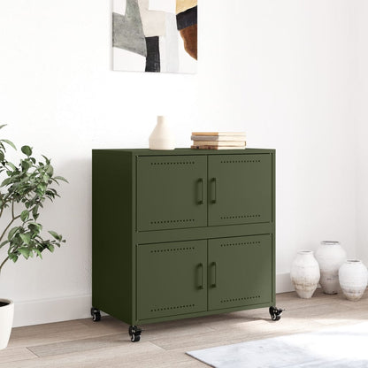 Dressoir 68x39x72 cm staal olijfgroen