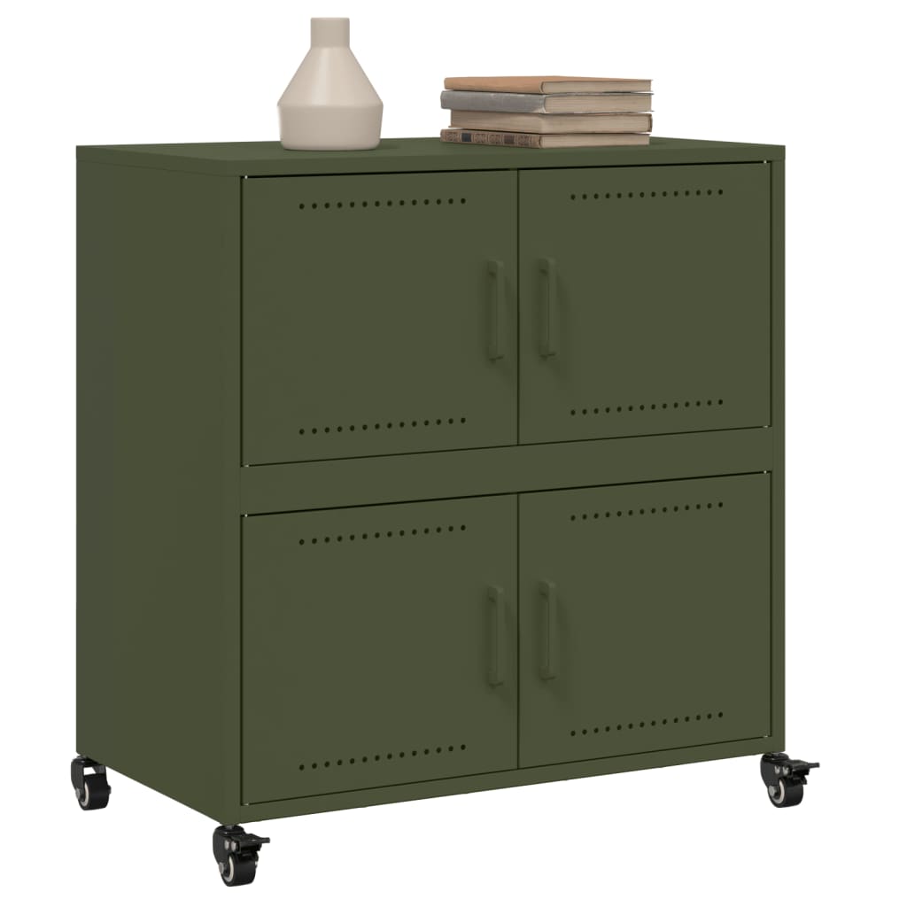 Dressoir 68x39x72 cm staal olijfgroen