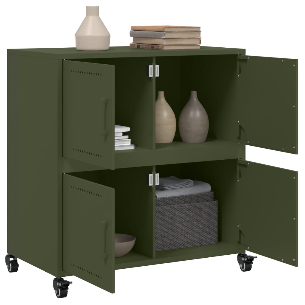 Dressoir 68x39x72 cm staal olijfgroen