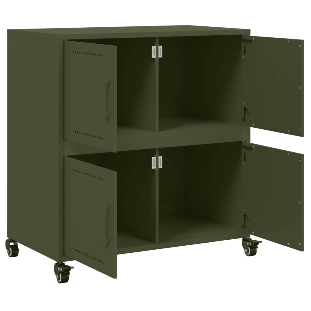 Dressoir 68x39x72 cm staal olijfgroen