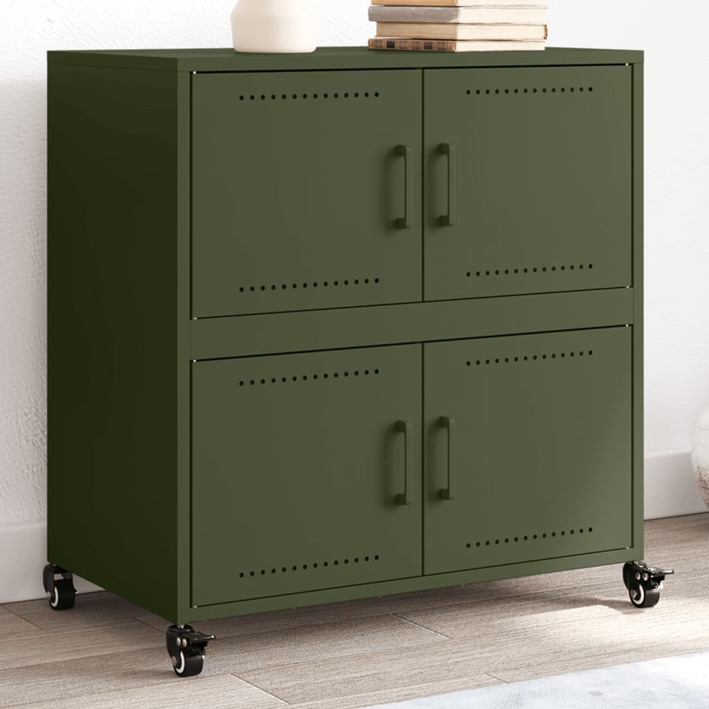 Dressoir 68x39x72 cm staal olijfgroen