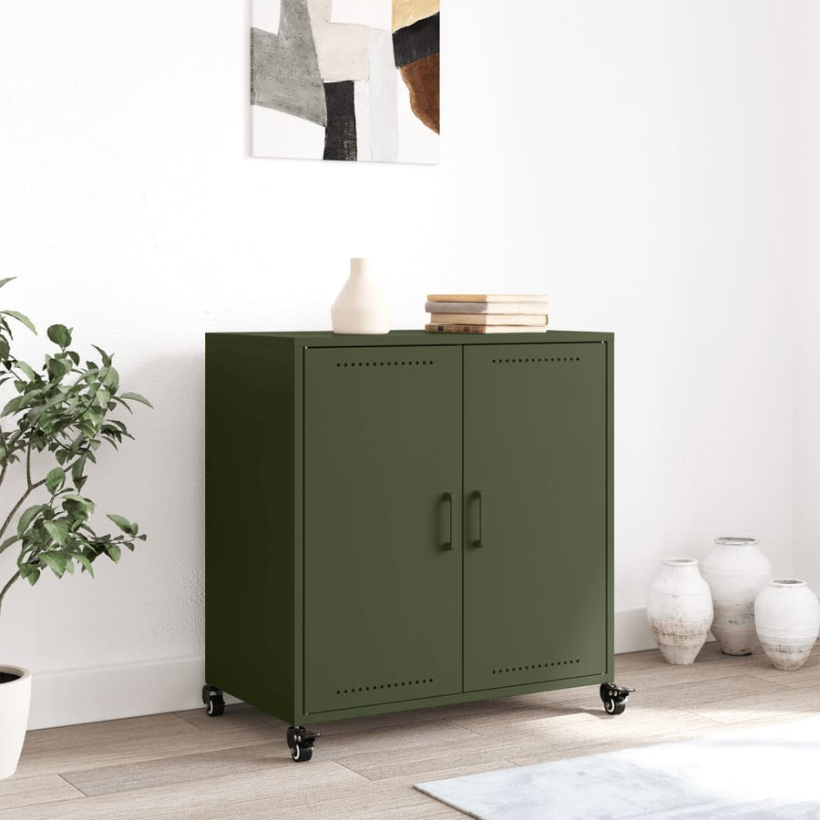 Dressoir 68,5x39x72 cm koudgewalst staal olijfgroen