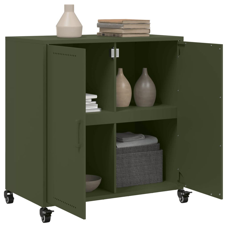 Dressoir 68,5x39x72 cm koudgewalst staal olijfgroen