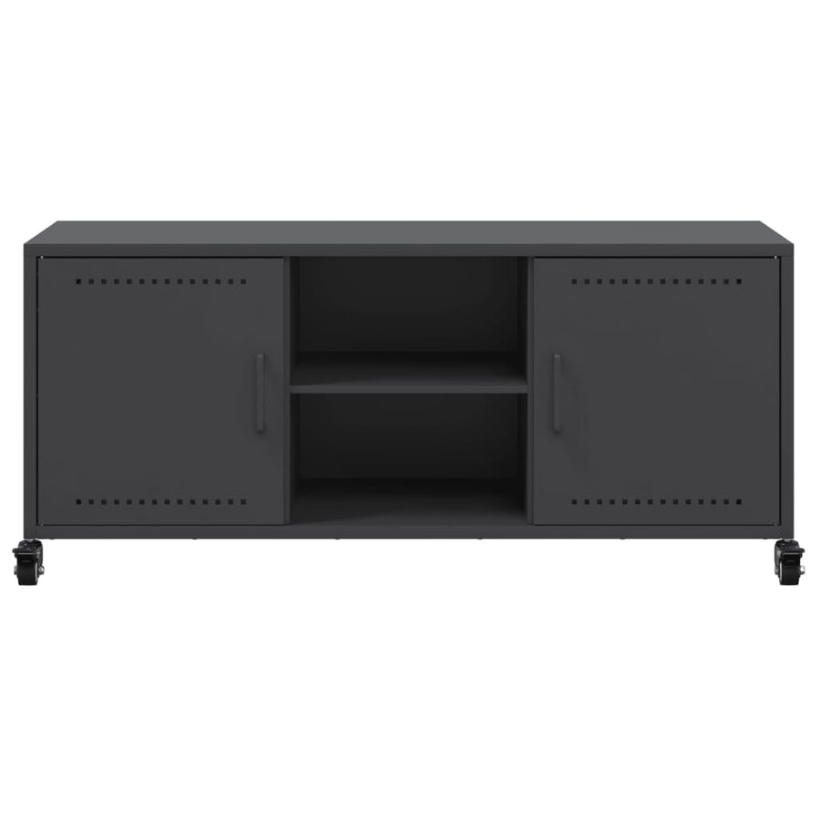 Tv-meubel 100,5x39x43,5 cm koudgewalst staal zwart