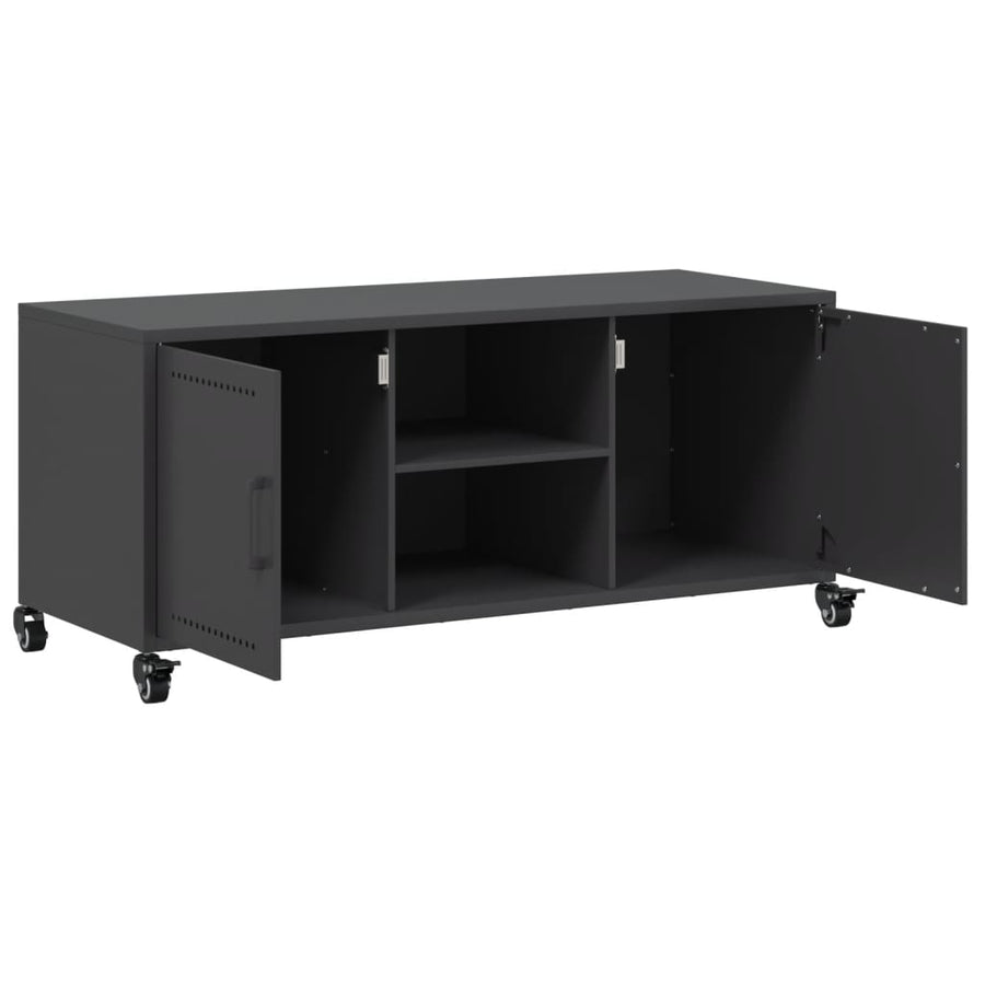 Tv-meubel 100,5x39x43,5 cm koudgewalst staal zwart