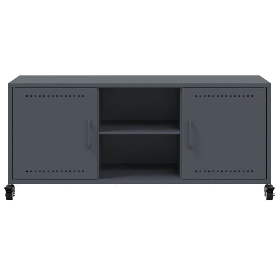 Tv-meubel 100,5x39x43,5 cm koudgewalst staal antracietkleurig