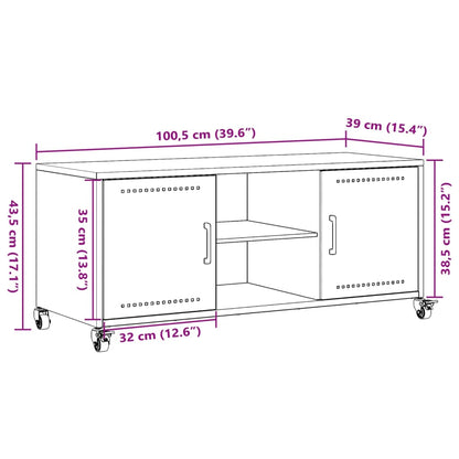 Tv-meubel 100,5x39x43,5 cm staal olijfgroen
