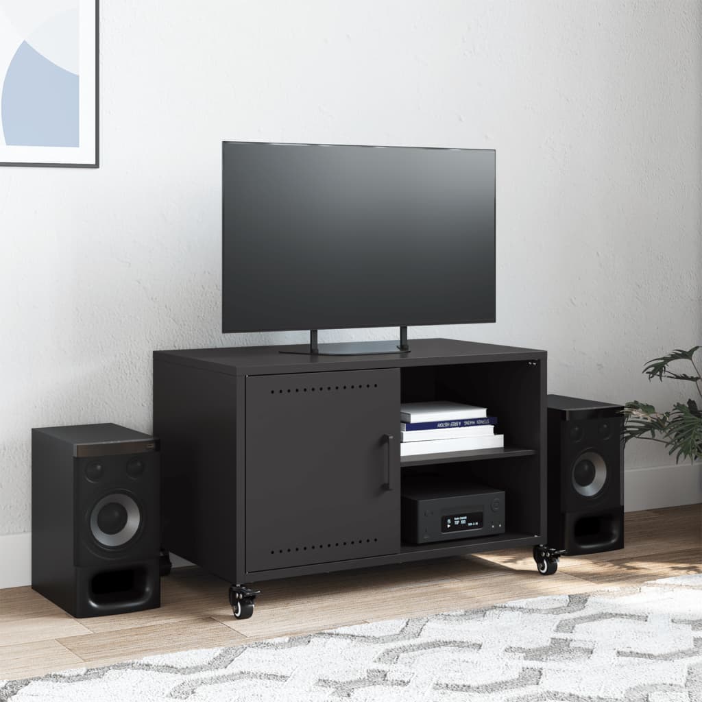 Tv-meubel 68x39x43,5 cm koudgewalst staal zwart