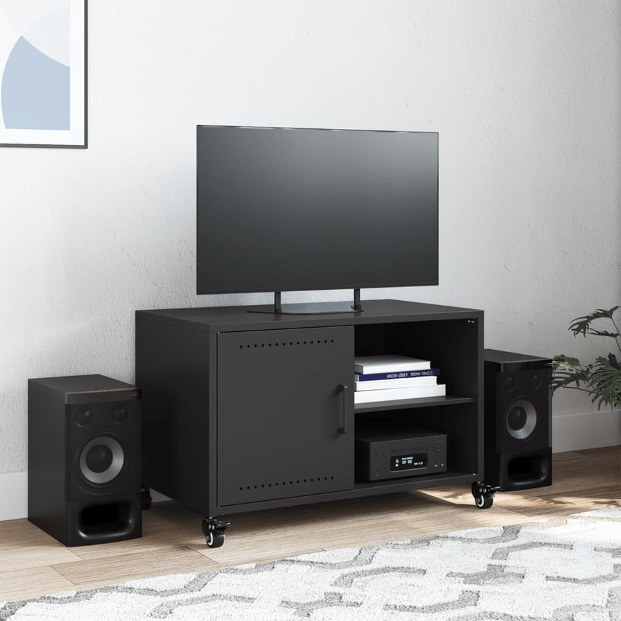 Tv-meubel 68x39x43,5 cm koudgewalst staal zwart