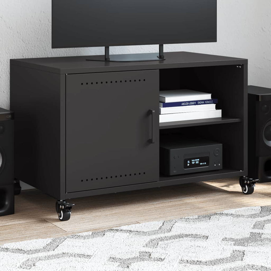 Tv-meubel 68x39x43,5 cm koudgewalst staal zwart
