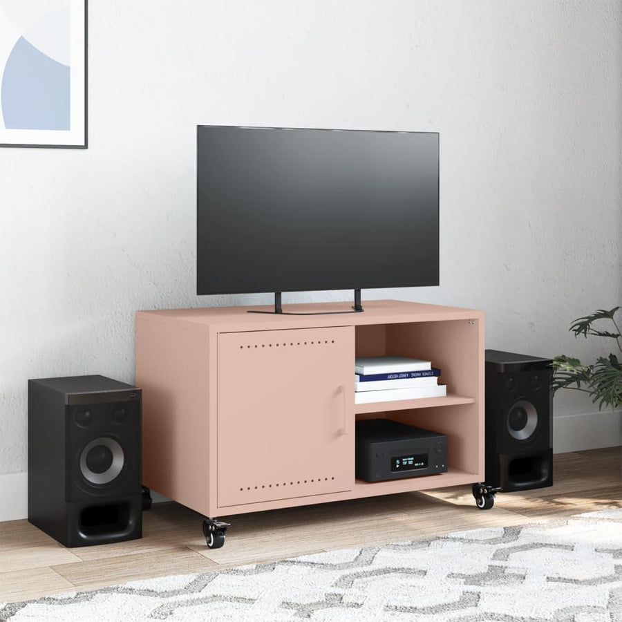 Tv-meubel 68x39x43,5 cm koudgewalst staal roze