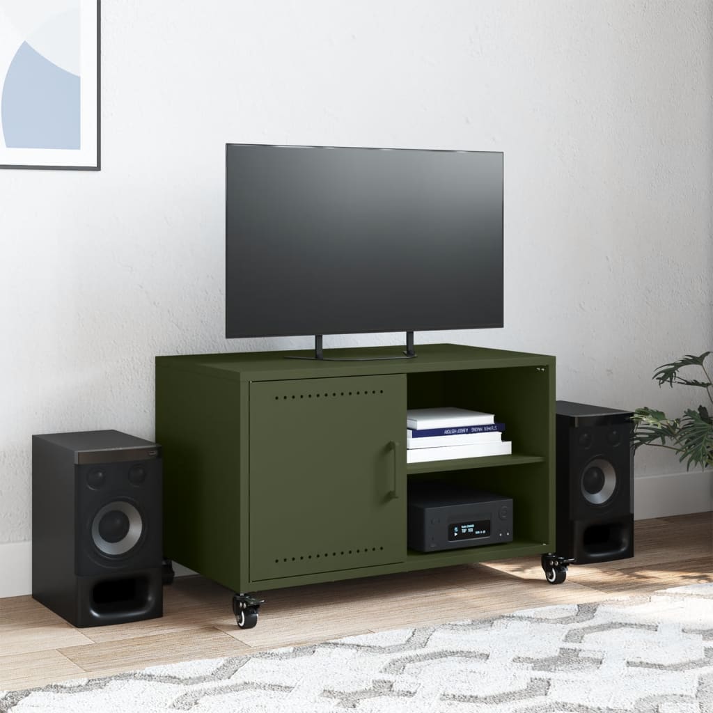 Tv-meubel 68x39x43,5 cm staal olijfgroen