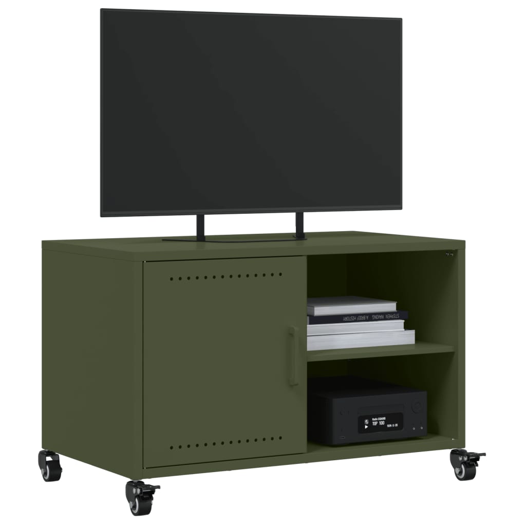 Tv-meubel 68x39x43,5 cm staal olijfgroen