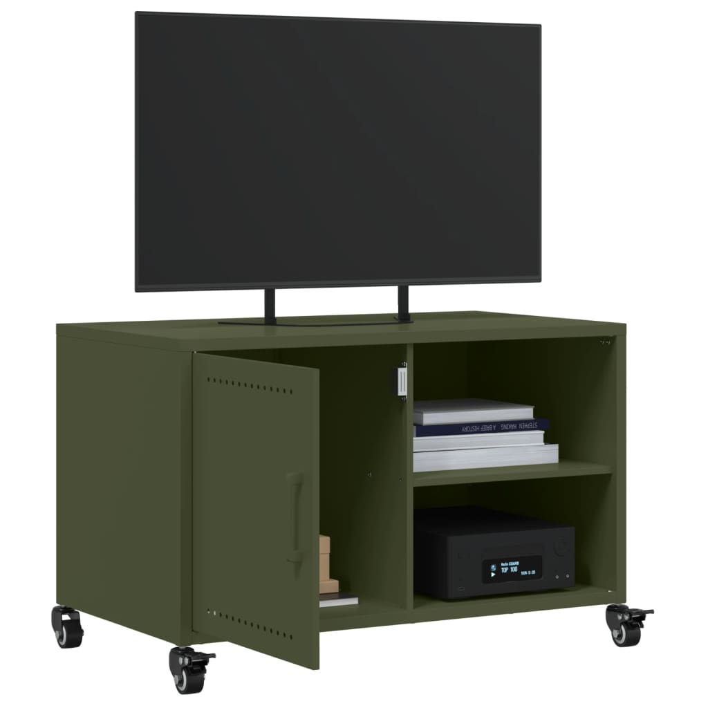 Tv-meubel 68x39x43,5 cm staal olijfgroen