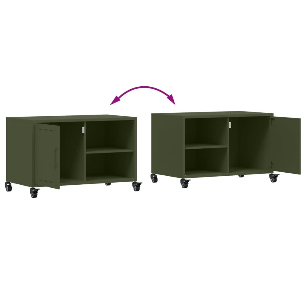 Tv-meubel 68x39x43,5 cm staal olijfgroen