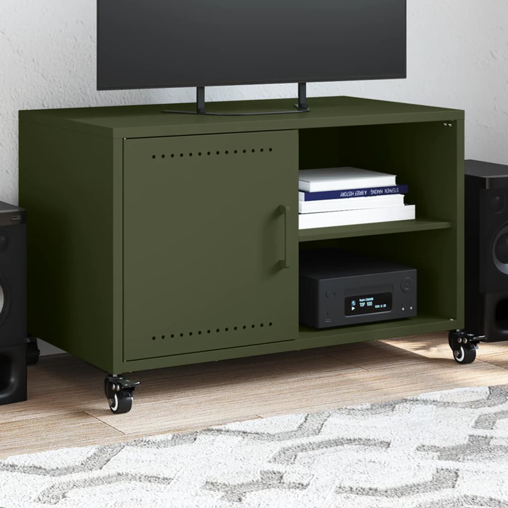 Tv-meubel 68x39x43,5 cm staal olijfgroen