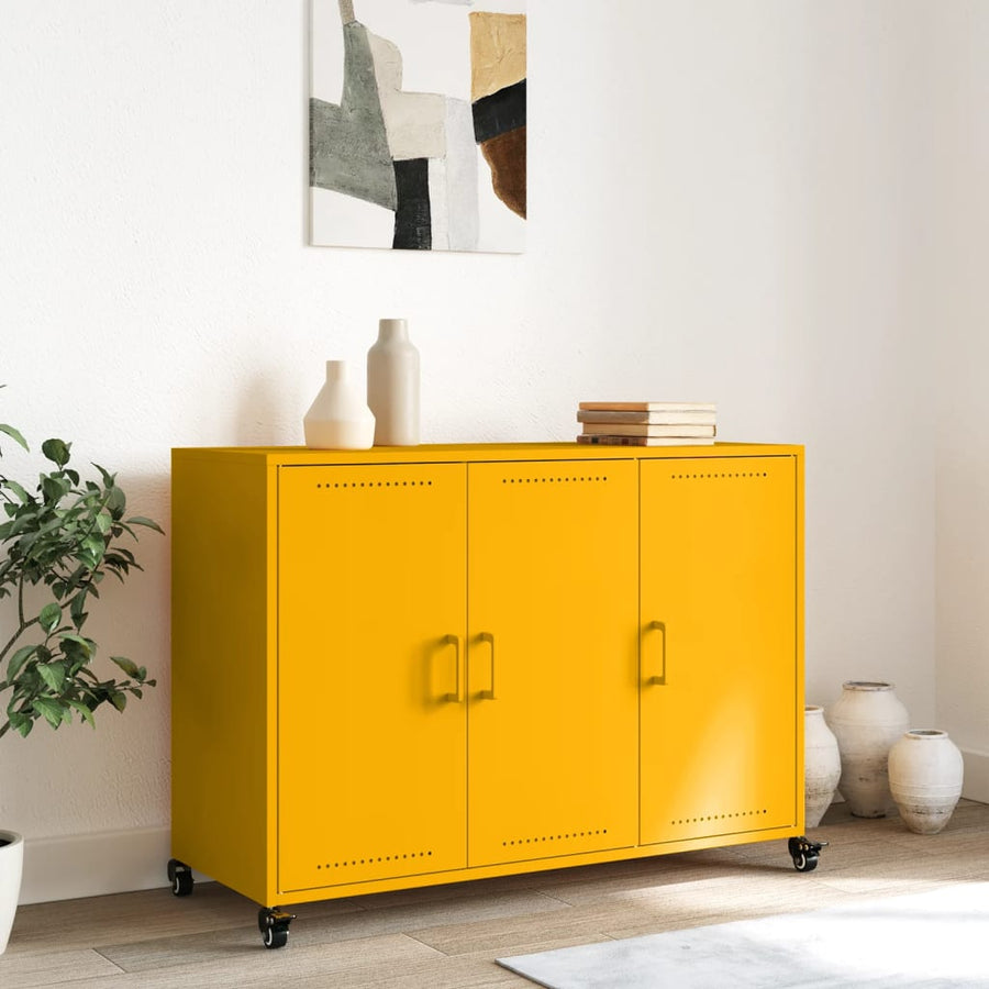 Dressoir 100,5x39x72 cm koudgewalst staal mosterdgeel