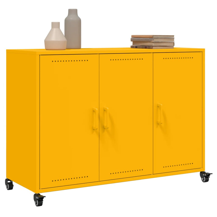 Dressoir 100,5x39x72 cm koudgewalst staal mosterdgeel