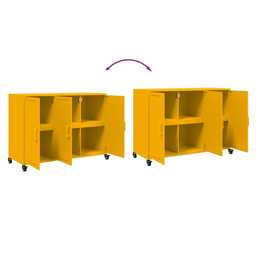 Dressoir 100,5x39x72 cm koudgewalst staal mosterdgeel