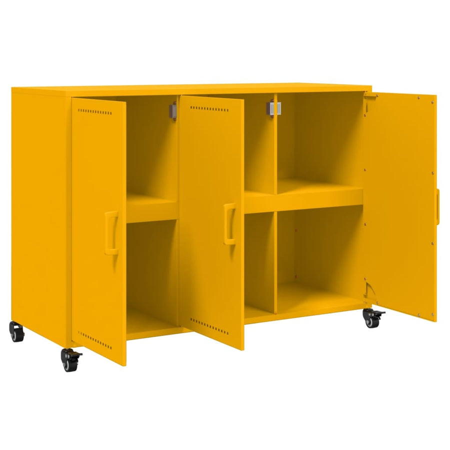 Dressoir 100,5x39x72 cm koudgewalst staal mosterdgeel