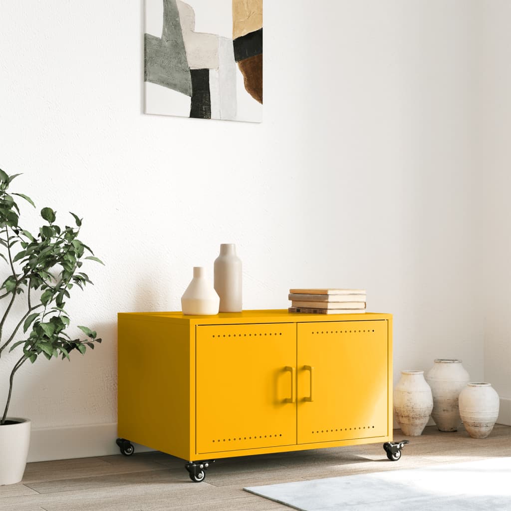 Salontafel 68x50x43,5 cm koudgewalst staal mosterdgeel