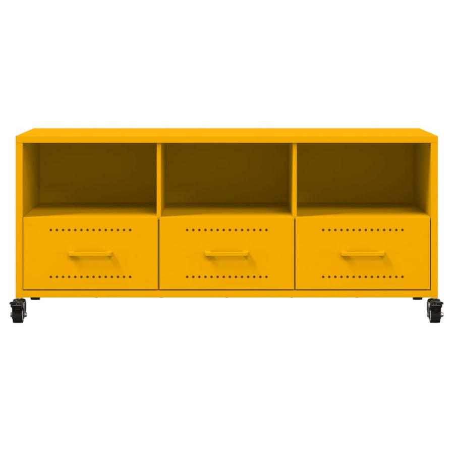 Tv-meubel 100,5x39x43,5 cm koudgewalst staal mosterdgeel
