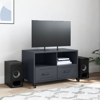 Tv-meubel 68x39x43,5 cm koudgewalst staal antracietkleurig