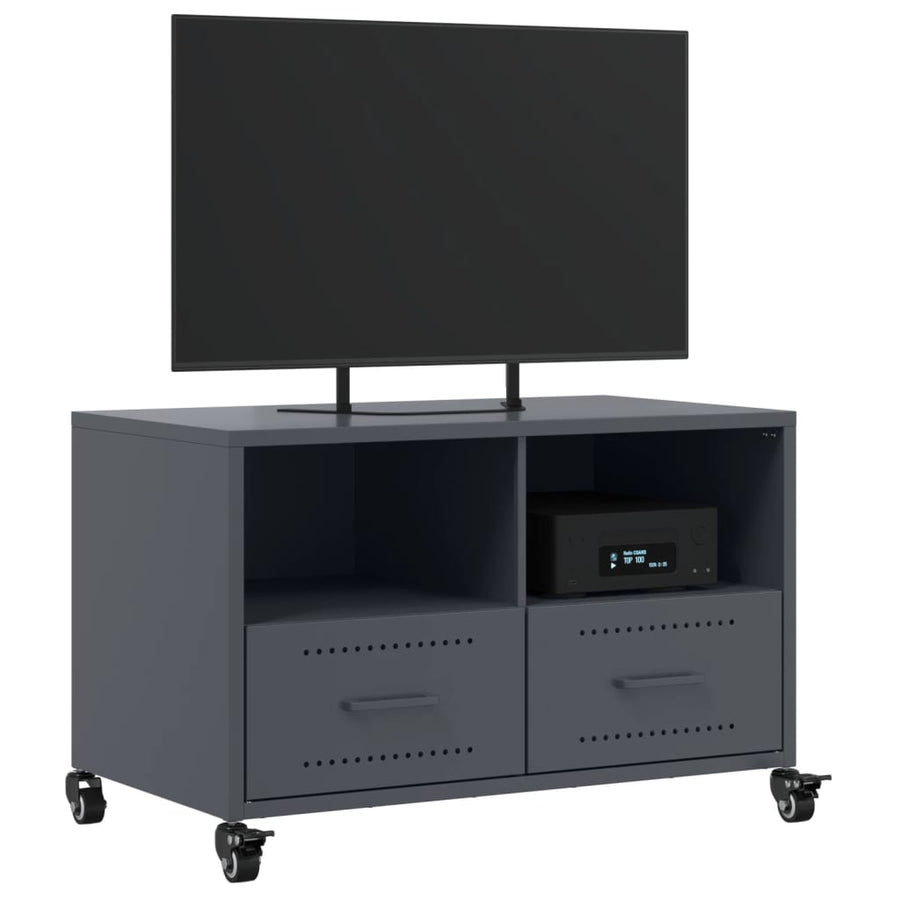 Tv-meubel 68x39x43,5 cm koudgewalst staal antracietkleurig