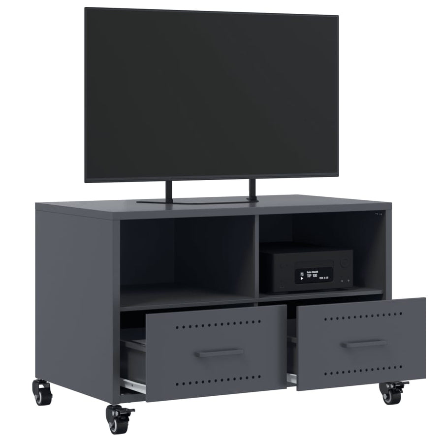 Tv-meubel 68x39x43,5 cm koudgewalst staal antracietkleurig