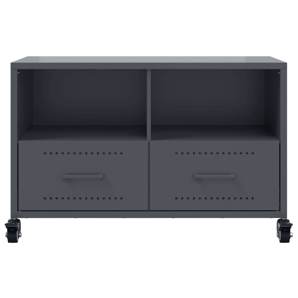 Tv-meubel 68x39x43,5 cm koudgewalst staal antracietkleurig