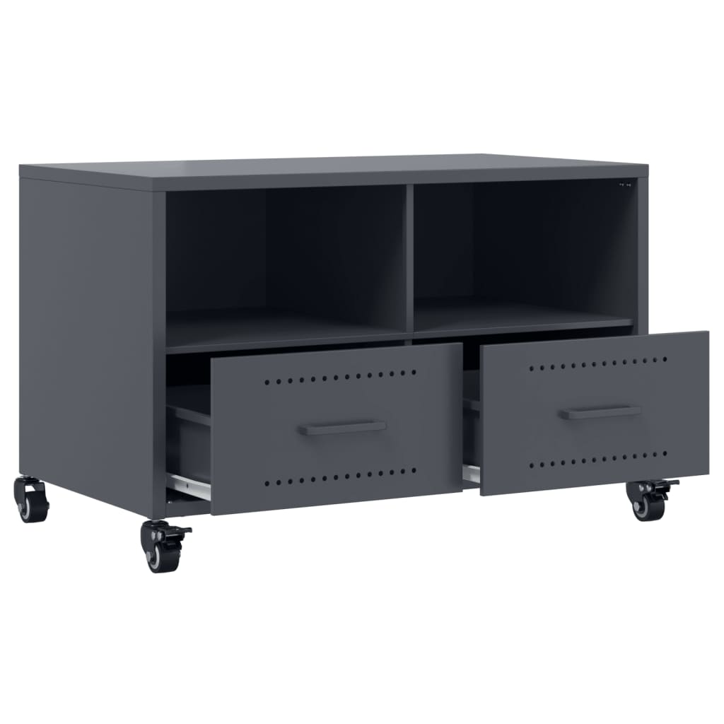 Tv-meubel 68x39x43,5 cm koudgewalst staal antracietkleurig