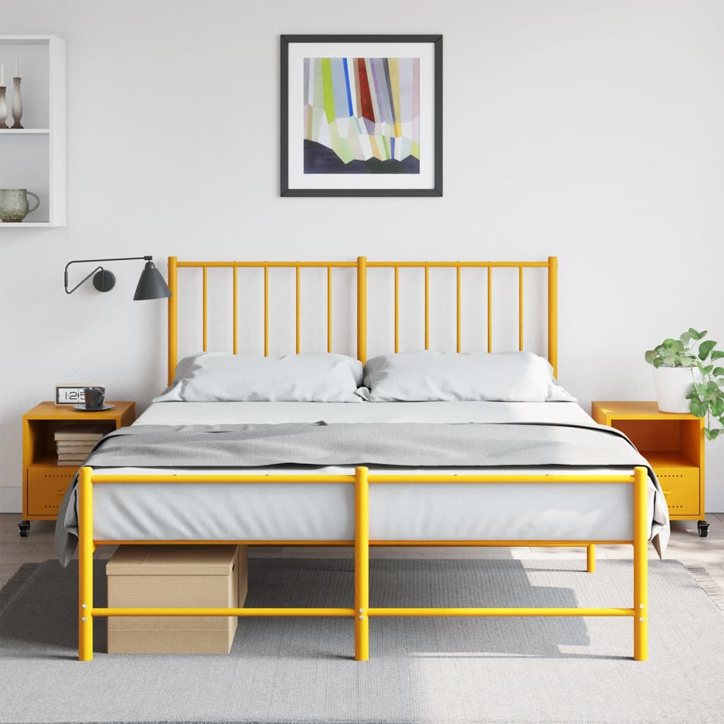 Nachtkastjes 2 st 36x39x43,5 cm staal mosterdgeel