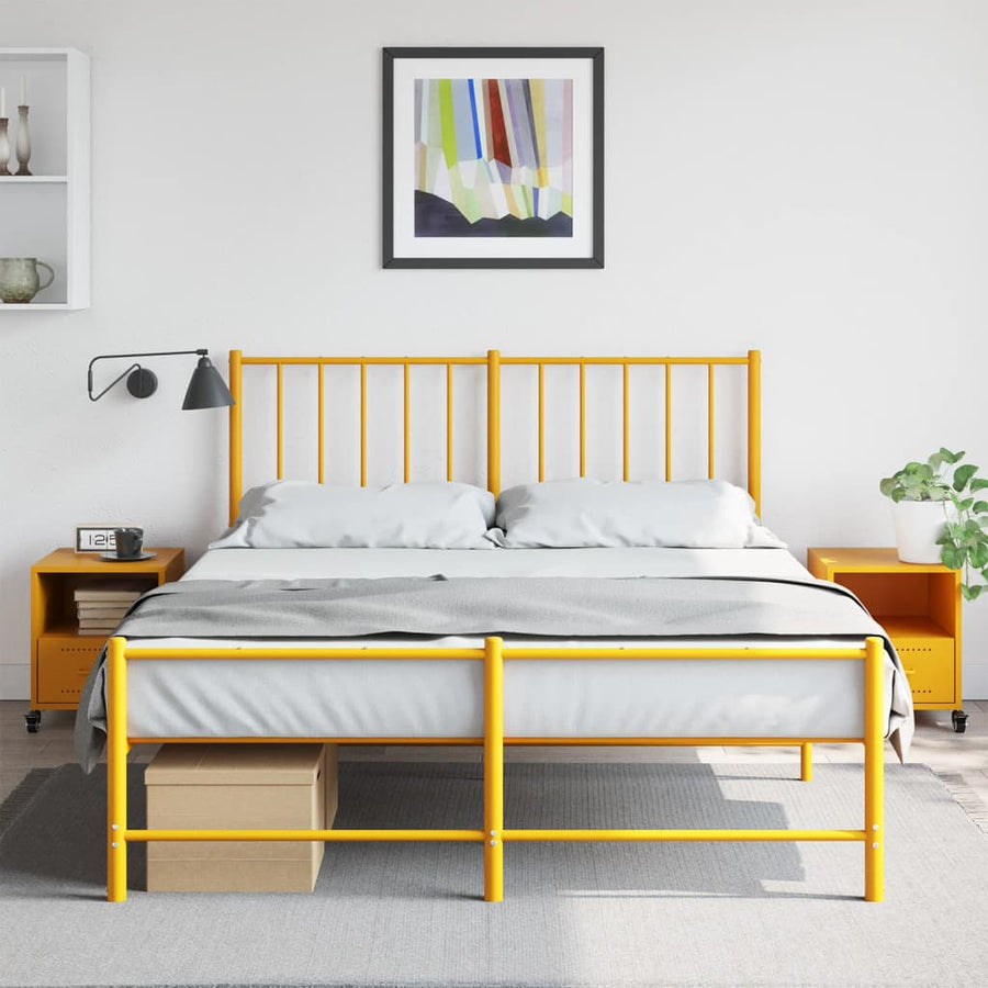 Nachtkastjes 2 st 36x39x43,5 cm staal mosterdgeel