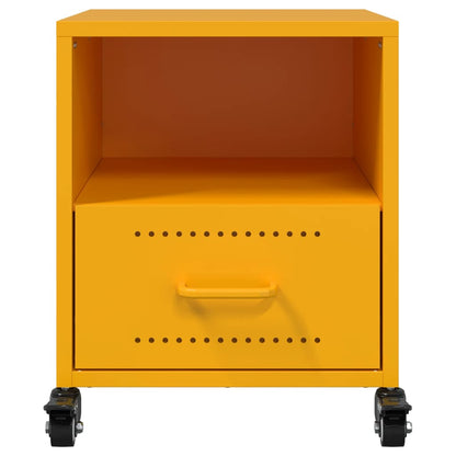 Nachtkastjes 2 st 36x39x43,5 cm staal mosterdgeel