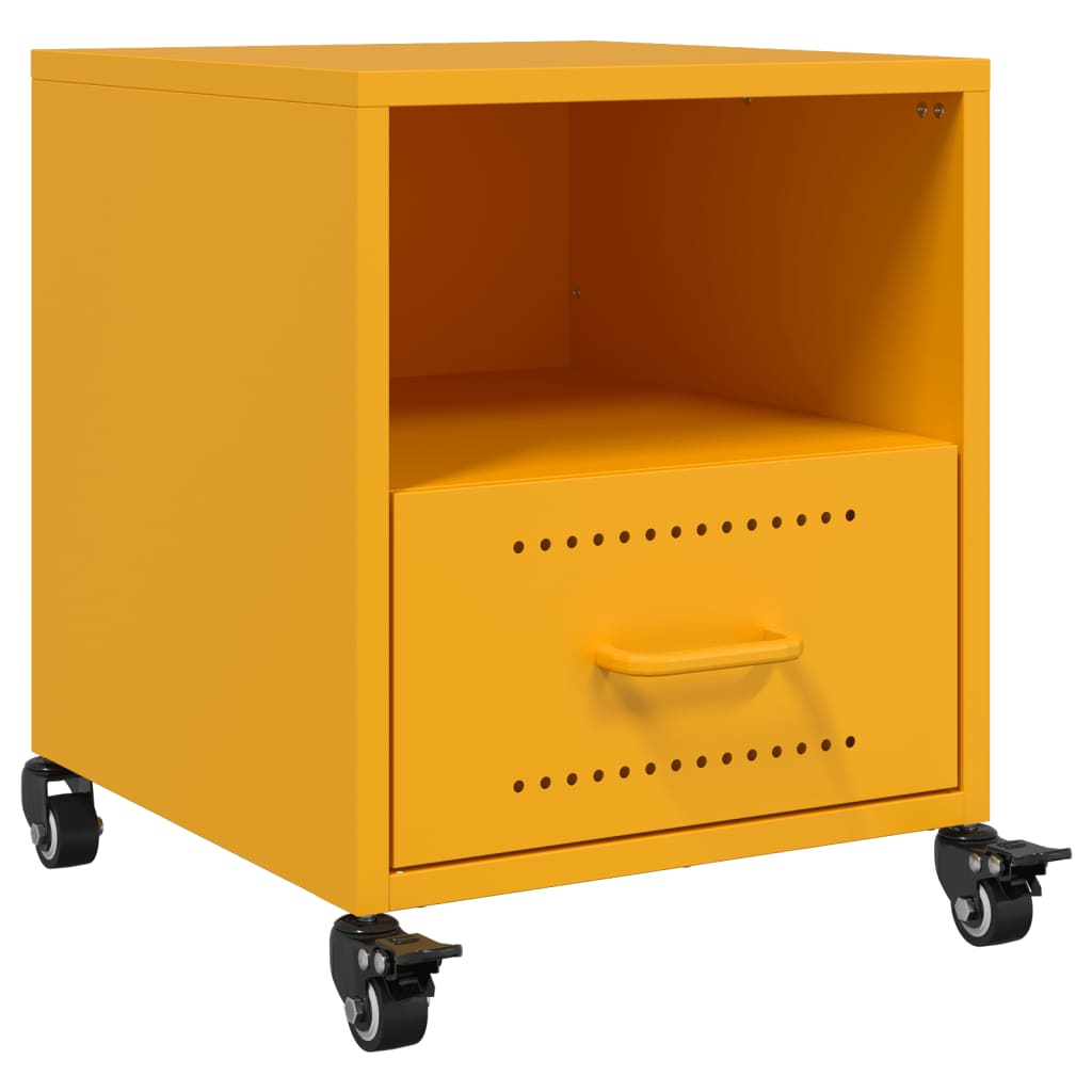Nachtkastjes 2 st 36x39x43,5 cm staal mosterdgeel